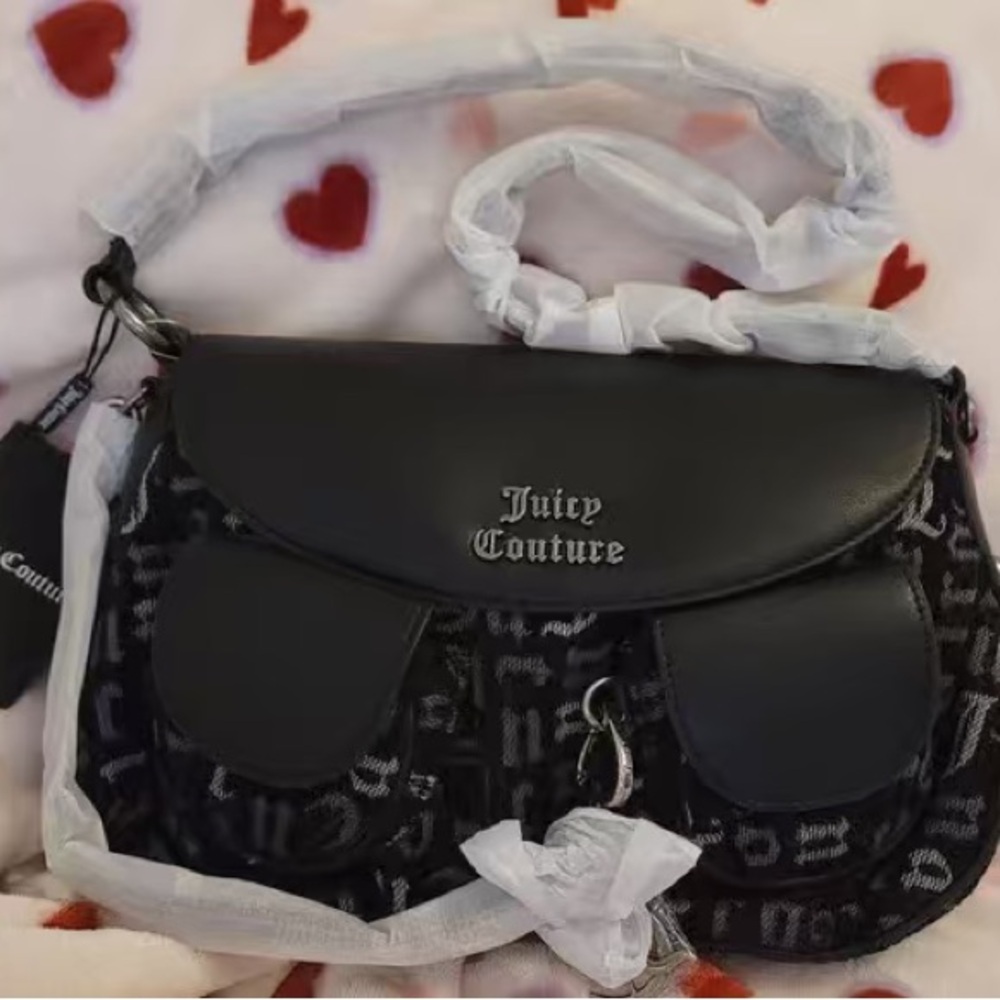 Juicy Couture Black and Gray Shoulder Bag